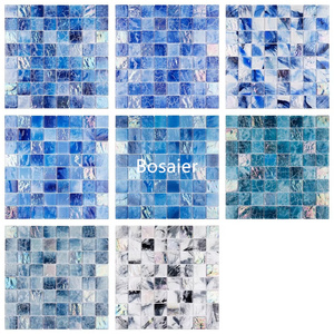 Chất lượng sản phẩm mới tối màu xanh óng ánh Gạch Mosaic Thủy Tinh cho hồ bơi - Product Image 2