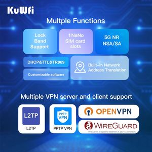 <span class=keywords><strong>Routeur</strong></span> Gaming 5G <span class=keywords><strong>LTE</strong></span> <span class=keywords><strong>KuWFi</strong></span> Gigabit WAN avec Carte SIM, Bande Bloquée, 3000 Mbps, TR069, VPN, Intérieur, Vitesse Illimitée 5G avec Port Gigabit - Product Image 2