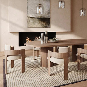 Meubles de salle à manger de style simple et luxueux, table en bois, ensemble de meubles de salle à manger, table et 6 chaises - Product Image 1