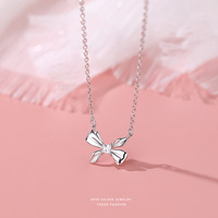 Haute qualité 999 argent sterling arc bijoux brillant délicat arc noeud pendentif collier pour les filles vacances portant