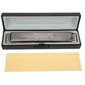 Harmonica professionnelle <span class=keywords><strong>diatonique</strong></span> avec plaque de base en laiton de 1,2 mm, 24 diapasons # 8209 Hole Polyphonic (Clé D noire) - Product Image 6