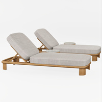 Lit de salon de style luxueux pour l'extérieur, structure en teck robuste, matelas en éponge épaisse imperméable, utilisation toute saison sur la terrasse