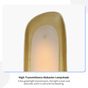 Applique murale moderne en albâtre, luminaire en pierre naturelle sculptée LED, avec longue plaque en feuille d'or, pour décoration d'allée d'hôtel de luxe, modèle <span class=keywords><strong>Samos</strong></span> haut sculpté - Product Image 4