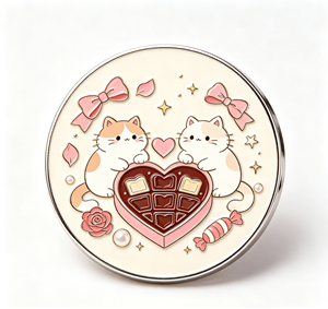 Pin de Solapa Redondo Personalizado con Diseño de Gato de Dibujos Animados, Pin de Aleación de Zinc Esmaltado para Regalo y Promoción - Product Image 2