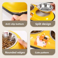 Yolecen – Gamelle pour animaux de compagnie en acier inoxydable, détachable, anti-renversement, à double poignée, pour chat et petit chien (nourriture et eau)