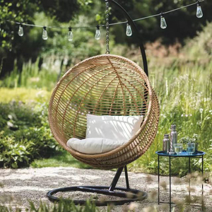Chaise à bascule suspendue en rotin, meuble <span class=keywords><strong>d</strong></span>'extérieur, <span class=keywords><strong>nid</strong></span> <span class=keywords><strong>d</strong></span>'<span class=keywords><strong>oiseau</strong></span>, chaise en forme <span class=keywords><strong>d</strong></span>'oeuf, avec support - Product Image 2