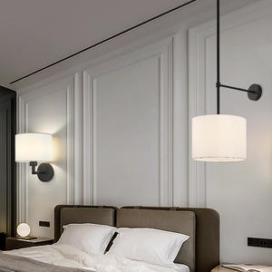 Nueva lámpara de techo LED creativa moderna lámpara de lectura Solar montada en la pared dormitorio diseño de tela Simple americana habitación de Hotel al aire libre - Product Image 5