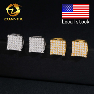 GRA Certificate Bulk Stock in America Warehouse Fashion Jewelry Iced Out S925 Screw <strong>Back</strong> VVS1 Moissanite Square Stud <strong>Earrings</strong> - Product Image 2