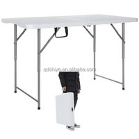 Bureau de bureau sans assemblage, table pliante portable en plastique de 6 pieds, table pliante robuste avec poignée de transport, longue table de formation