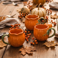 Mug à café en céramique sur le thème de l'automne nord-américain, motif citrouille, pour moka, petit-déjeuner, lait, flocons d'avoine, vaisselle de maison