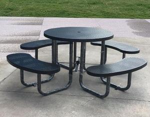 Conjunto de Mesa y Bancos de Comedor de Acero Moderno para Exteriores, Diseño Duradero para Restaurantes, Jardines, Patios y Áreas de <span class=keywords><strong>Picnic</strong></span> - Product Image 3
