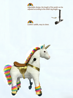 Mainan Unicorn 2 Kursi Ukuran Ekstra Besar, Roda Mekanik, Tanpa Baterai, untuk Anak-anak, Pereda Stres, Bahan Plush Super Lembut