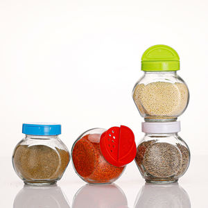 Empty 180ml 6OZ Glass Spice Storage Container Seasoning Pepper Glass Spice Jar with Shaker Metal Lids
