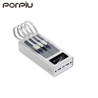 PORPIU Vente Chaude 30000mah Portable Banque D'énergie Solaire avec 2A Chargeur Rapide 4 Câbles Interface D'entrée Micro USB