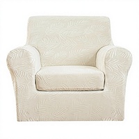Housse de canapé et fauteuil MeiMeileo 2 pièces en velours gaufré à motif feuille, respirante, anti-poussière, extensible, ajustée, lavable, adaptée aux animaux domestiques