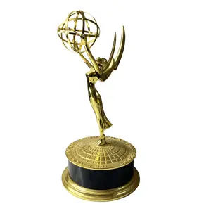 Hitop 39cm Metal Emmy Trophy Factory Customized Metal Troféus Cup Stand Awards 1:1 Emmy Grammy Award Trophy