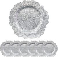 13 "réutilisable Reef servant des assiettes rondes brillantes décoratives en plastique argenté pour les fêtes de mariage