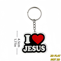 Gantungan Kunci I LOVE JESUS Hati Merah Tebal & Teks Putih di Latar Belakang Hitam, Pesona Akrilik Transparan untuk Kunci, Tas, Ransel