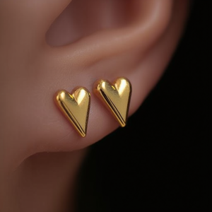 Boucles d'oreilles clous en forme de cœur, plaqué or PVD, acier inoxydable 316L, durables, résistantes, bijoux de mode - Product Image 3