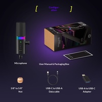 Microphone dynamique USB de bureau pour le gaming, à directivité cardioïenne, avec réduction du bruit et surveillance en temps réel pour le streaming vidéo en direct