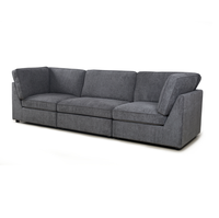 Canapé modulaire en tissu gris foncé en forme de L avec chaise longue pour salon
