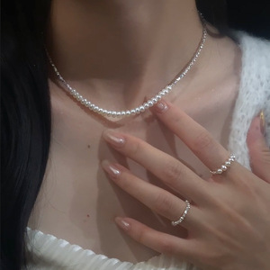 Collar de Perlas Francesas de Plata S925 para Mujer, Diseño Elegante y Simple con Cuentas de Plata Rota para Joyería de Verano - Product Image 4