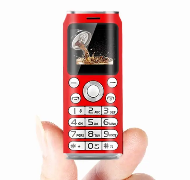 โทรศัพท์ Aliba ที่เล็กที่สุดในสเปน Cola Shape Dialer โทรศัพท์มือถือสีแดง600MAh MP3