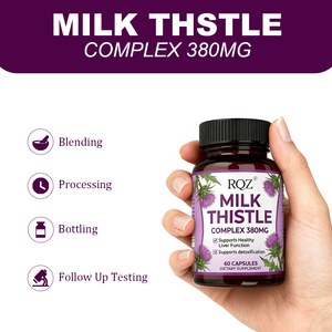مكمل غذائي من شوك الحليب 380 ملغ لدعم وظائف الكبد وإزالة السموم للبالغين، 60 كبسولة/زجاجة، توريد بالجملة من المصنع - Product Image 4