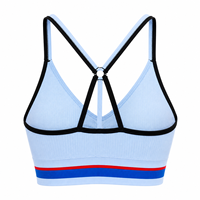 Soutien-gorge de sport côtelé pour femme, col en V, dos à bretelles, soutien moyen, crop top d'entraînement