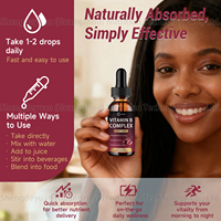 Gouttes buvables de Vitamine B Complexe à marque privée OEM, suppléments de B12 et de Folate, 60 ml, Durée de conservation de 24 mois, Immunité, Énergie, Cognition