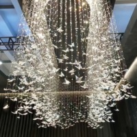 JYLIGHTING Lustre moderne en forme de papillon, long et suspendu, pour la décoration d'éclairage de restaurant, hôtel, villa, escalier, LED personnalisé
