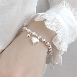 Pulsera de Plata S925 con Cuentas de Perlas en Forma de Corazón para Mujer, Joyería para Uso Diario - Product Image 1