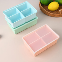 Bac à glaçons en silicone à 4 cavités, sans BPA, à démoulage facile, pour congélation rapide, avec couvercle, pour aliments pour bébés