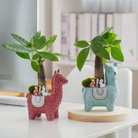 Décoration d'intérieur, pot de plante en céramique en forme d'alpaga bleu, mini-jardinières pour plantes succulentes, pots en forme d'animaux