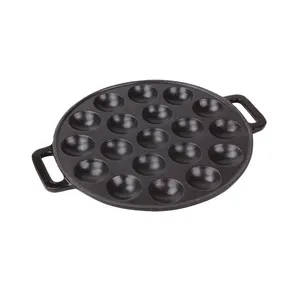 Factory Price 19 Holes Round Pre-Seasoned Cast Iron Bakeware Nonstick Cake Mould Pan