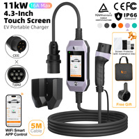 Chargeur AC pour véhicules électriques de type 2, écran tactile, 11 kW, nouvelle génération, application intelligente, pistolet de charge portable pour la maison