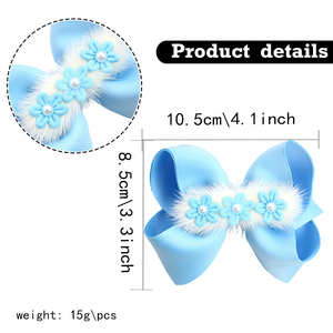 Toptan Kumaş Avrupa Tarzı El Yapımı Çiçek Ponponlu Saç Tokaları Klipsleri Kurdele Çocuk Kızlar - Product Image 2