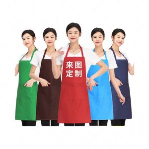 Fashionable Men/Women Sleeveless <b>Waterproof</b> Polyester Bib Apron Custom Embroidery Kitchen Workwear Oilproof Hot <b>Work</b> - Product Image 1