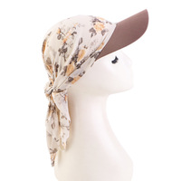 Gorros ajustables estampados para mujer con visera, pañuelo para la cabeza, turbantes pre-atados, gorros ligeros tipo gorro de calavera