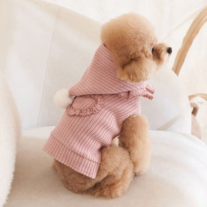 2025 Natal Ano Novo Outono e Inverno New Pink Thickened Listrado Cat Clothing Pet Dress Clothing + Hat - Product Image 5