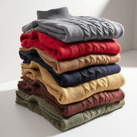 Pull à col roulé en laine mérinos pour hommes, pull chaud et élégant pour l'hiver