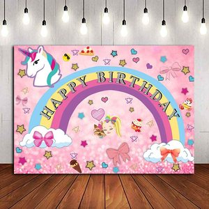 DJTSN 5*3 pies unicornio fotografía fiesta telones de fondo niñas <span class=keywords><strong>cumpleaños</strong></span> decoración dulce colorido Foto fondo vinilo fotomatón - Product Image 2