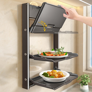 Kitchen Foldable Wall Mount Shelf With Tray Multi Layer Storage For Serving Dishes No Drilling Required - Product Image 2