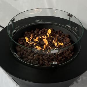 G086 Meuble de table moderne pour foyer d'extérieur gris avec gaz propane et béton Colonne de 65 000BTU sur pied - Product Image 4