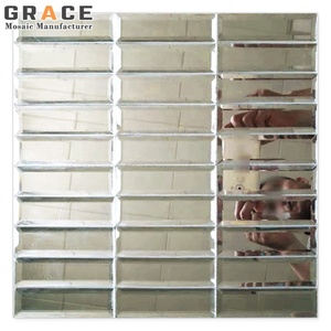 Beveled cạnh Bạc tường Dải gương pha lê thủy tinh khảm gạch lồi lăng kính nhà bếp backsplash gạch hồ bơi tường nghệ thuật Gạch Mosaic