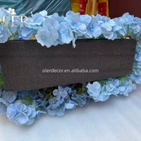 Décoration de fond de scène de mariage moderne et romantique, rangée de fleurs, accessoires d'arrangement de scène, fleurs en soie bordeaux et bleu marine de haute qualité