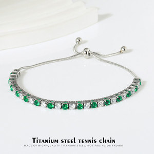 Pulsera y brazalete de moda de acero inoxidable 316L resistente al agua y al deslustre, chapado en oro de 14K y 18K, pulsera tipo tenis para mujer - Product Image 2