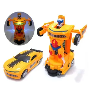 Mainan anak-anak, mobil Robot elektrik Universal dengan musik ringan dan deformasi otomatis