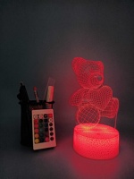 Lampe de nuit LED 3D à illusion d'optique personnalisée moderne RGB rouge/bleu noir/blanc pour chambre d'enfant, fonctionne avec batterie USB, base en acrylique, télécommande