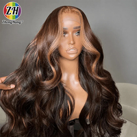 Perruque Lace Front Ombrée Marron Ondulée Pré-Pluckée en Cheveux Humains Brésiliens pour Femmes # P4/27 # P4/30